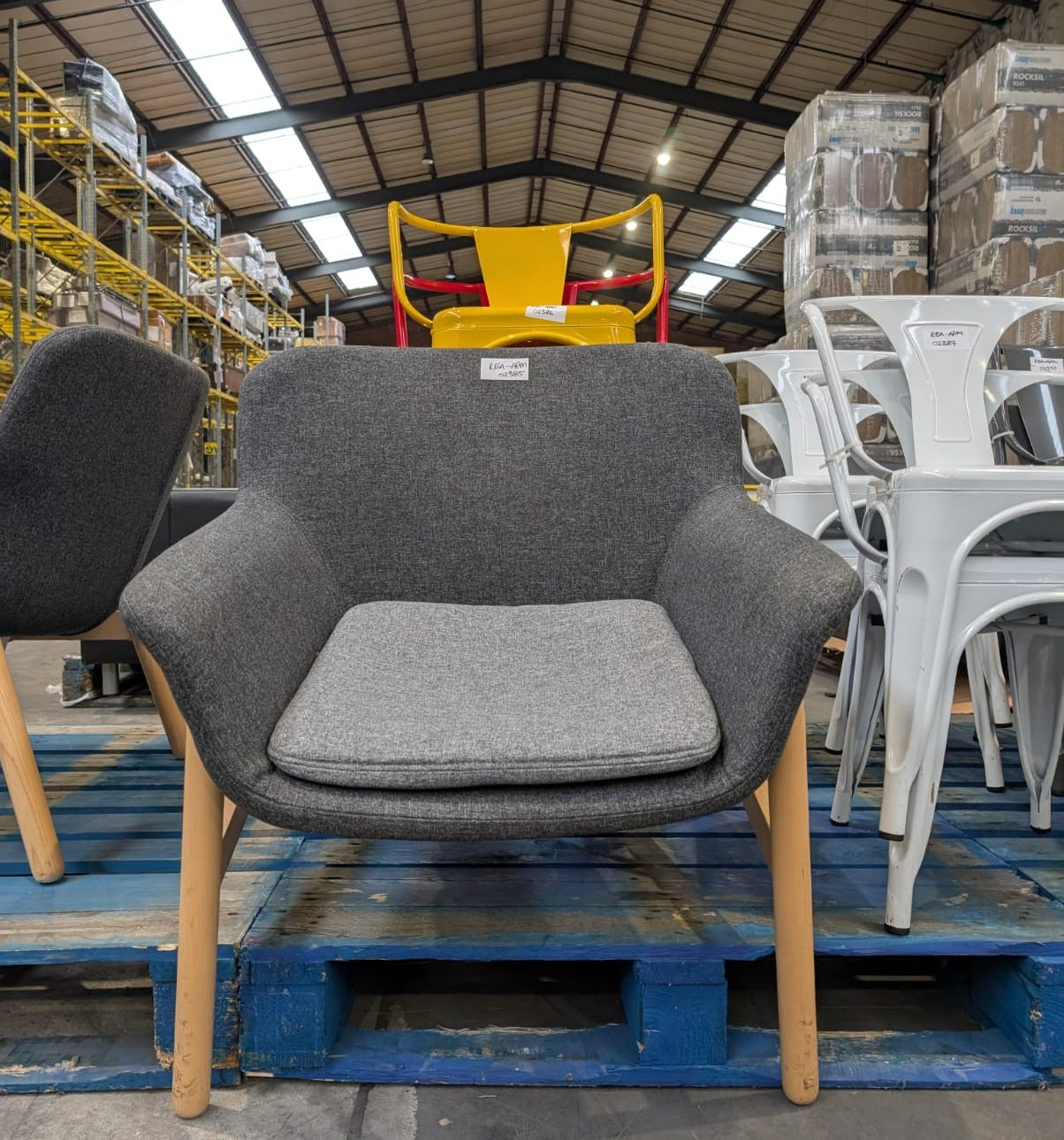 REA-APM-02385 Grade-C0 Ikez Vedbo Grey 2-Tone Fabric Armchair RRP £199