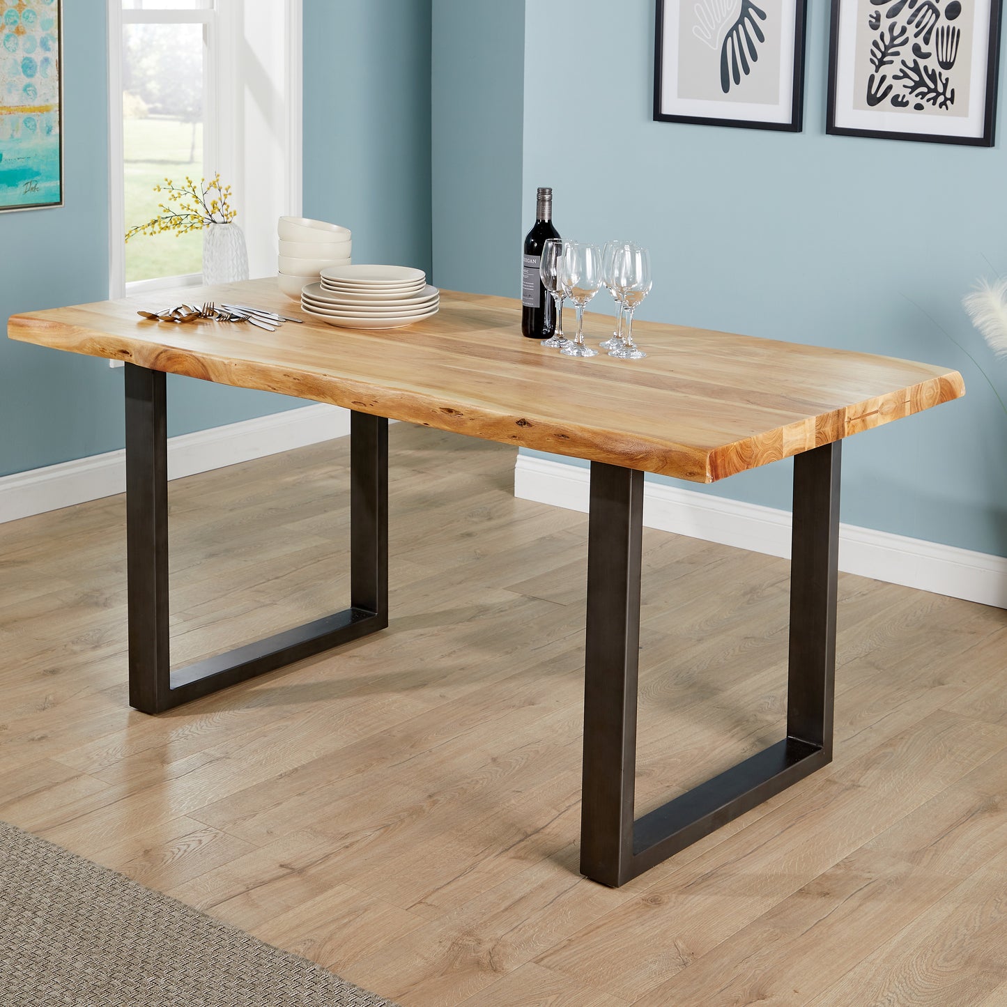 BFW-NEW-00484 NEW Big Furniture Warehouse Live Edge 1.6m 50mm Table with U Legs RRP £400
