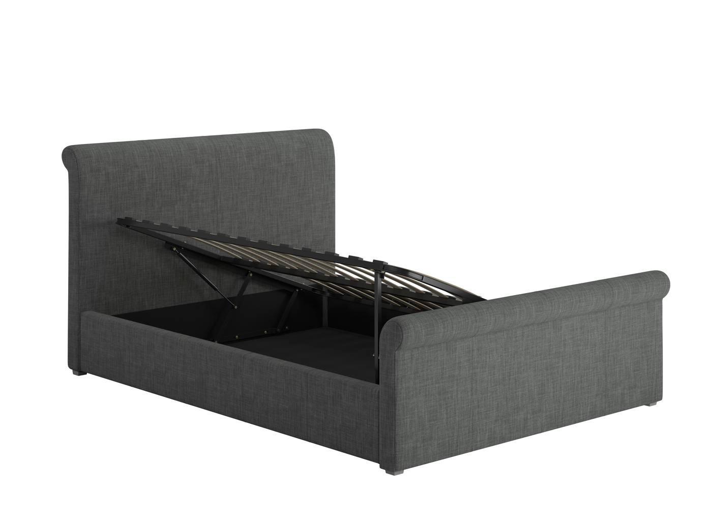 DRE-BED-00128 Grade-C1 Dreams Wilson Upholstered Ottoman Bed Frame Small Double Grey & Woven RRP £599.00