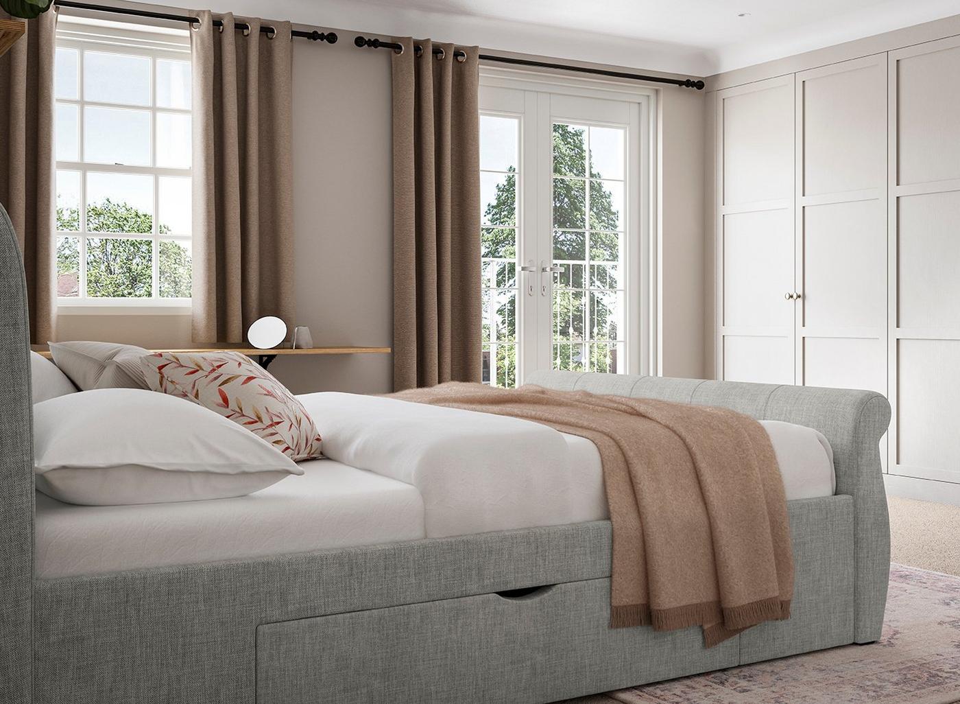 DRE-BED-00129 Grade-C3 Dreams Lucia Small Double Bed – Silver & Woven Solid Slat RRP £499.00