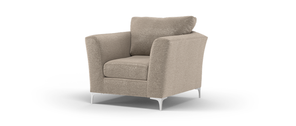 CCY-STO-00449 Grade-C0 Sofology Layla Armchair in Layla Novak Beige All Over with Chrome Feet RRP £459