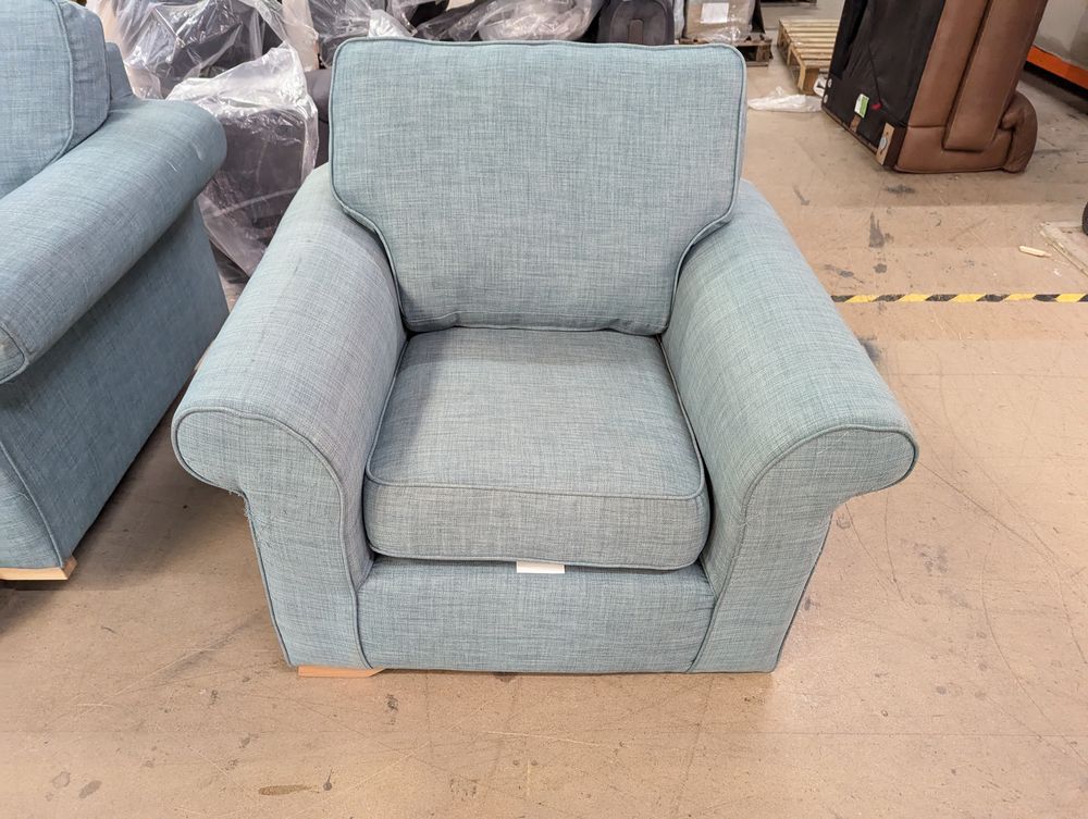 SOF-APM-00308 Grade-BER-DOA Sofology Ashford Armchair Como Duck Egg Light Wood Feet RRP £329