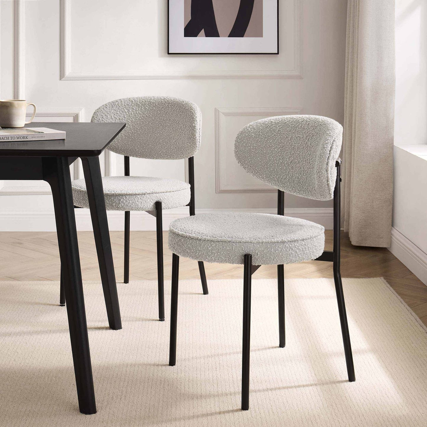 DUS-APM-46130 Grade-B Dusk Mia Set of 2 Dining Chair - Taupe Boucle RRP £179