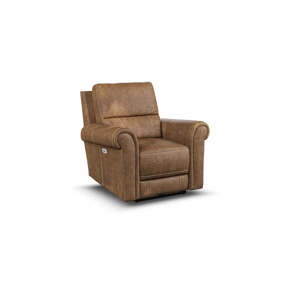 CCY-STO-00466 Grade-B Oak Furnitureland Colorado Electric Recliner Armchair in Ranch Brown Fabric RRP £699.00
