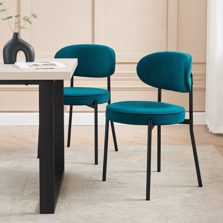 DUS-APM-44302 Grade-B Dusk Mia Set of 2 Dining Chairs - Matte Velvet - Teal RRP £179