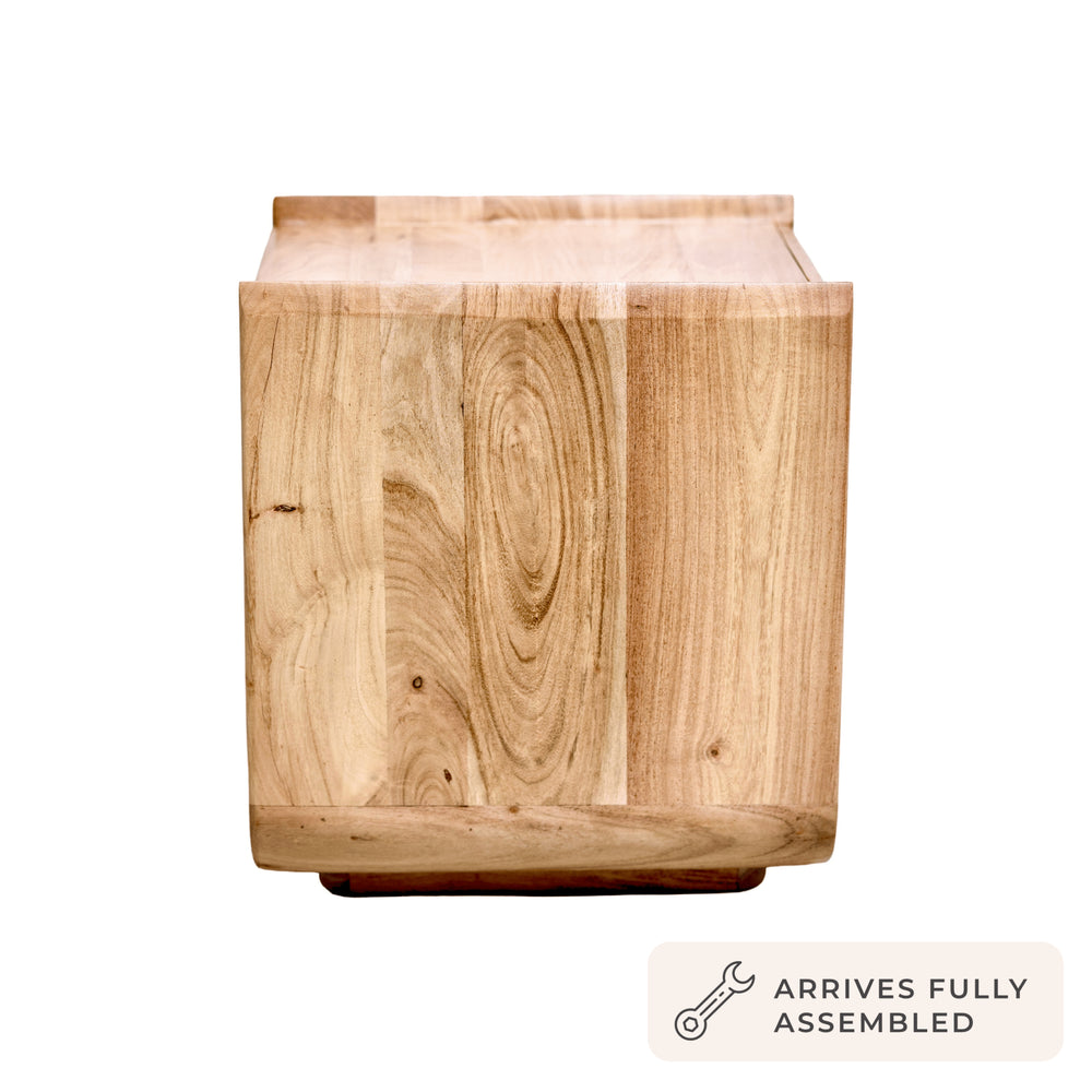 DUS-CC2-04534 Grade-B Dusk Cleo Acacia Wood 1 Drawer Bedside Table - Light Wood RRP £125.00