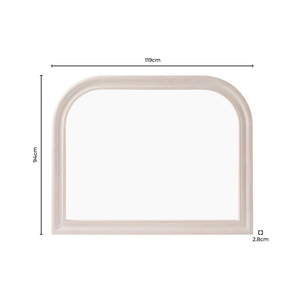 DUS-CC2-04696 Grade-B Dusk Hampton Arched Wood Large Mantel Mirror - Washed White RRP £110.00