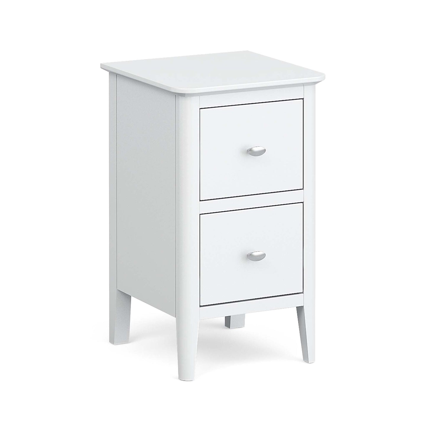 ROS-OUT-00531 Grade-C1 Roseland Furniture Chester White Narrow 2 Drawer Bedside Cabinet RRP £109.95