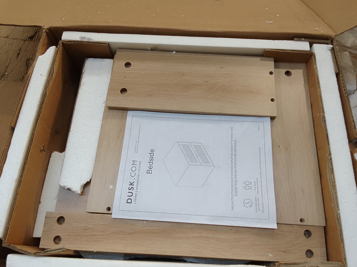 DUS-BTS-62982 Grade-B Dusk Isla 2 Drawer Bedside Table - Natural RRP £129