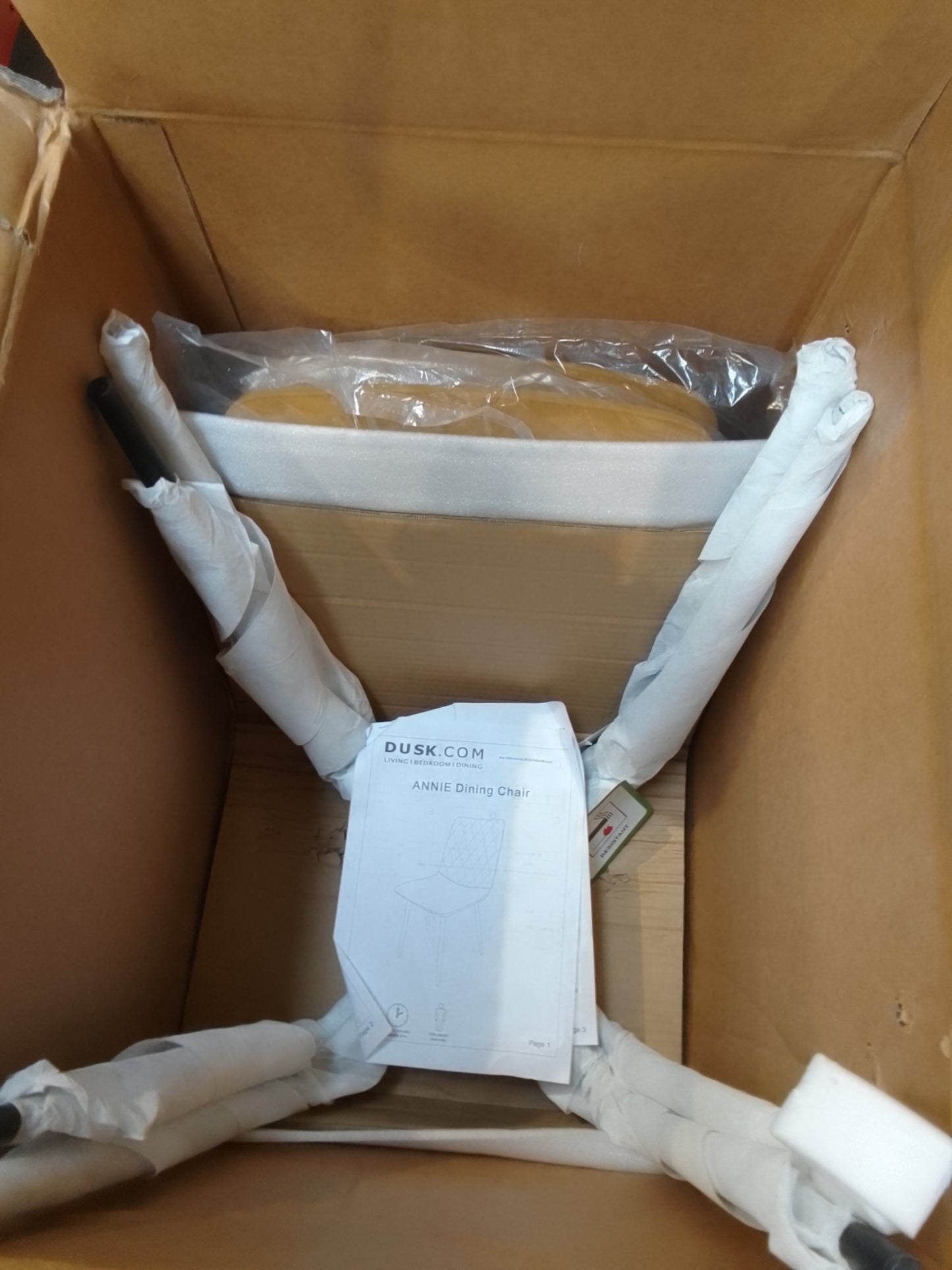 DUS-BTS-63824 Grade-B Dusk Annie Set Of 2 Dining Chairs - Velvet - Mustard RRP £139