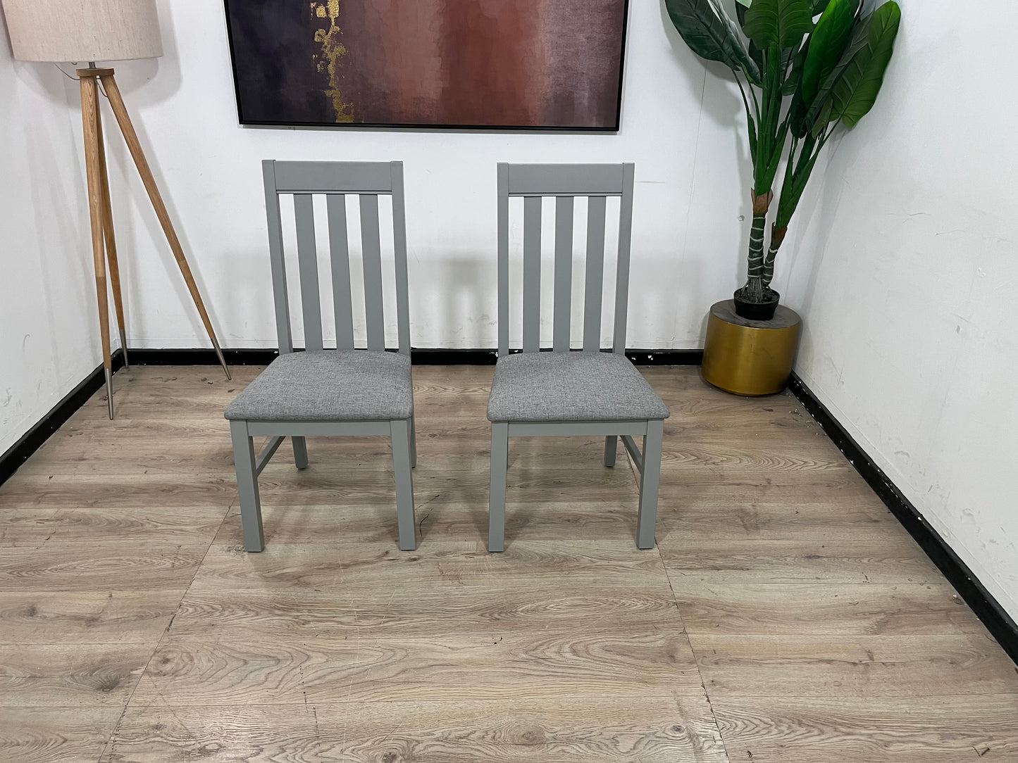 MAS-APM-06055 Grade-B Marks & Spencer Set of 2 Padstow Padded Dining Chairs Light Grey RRP £229