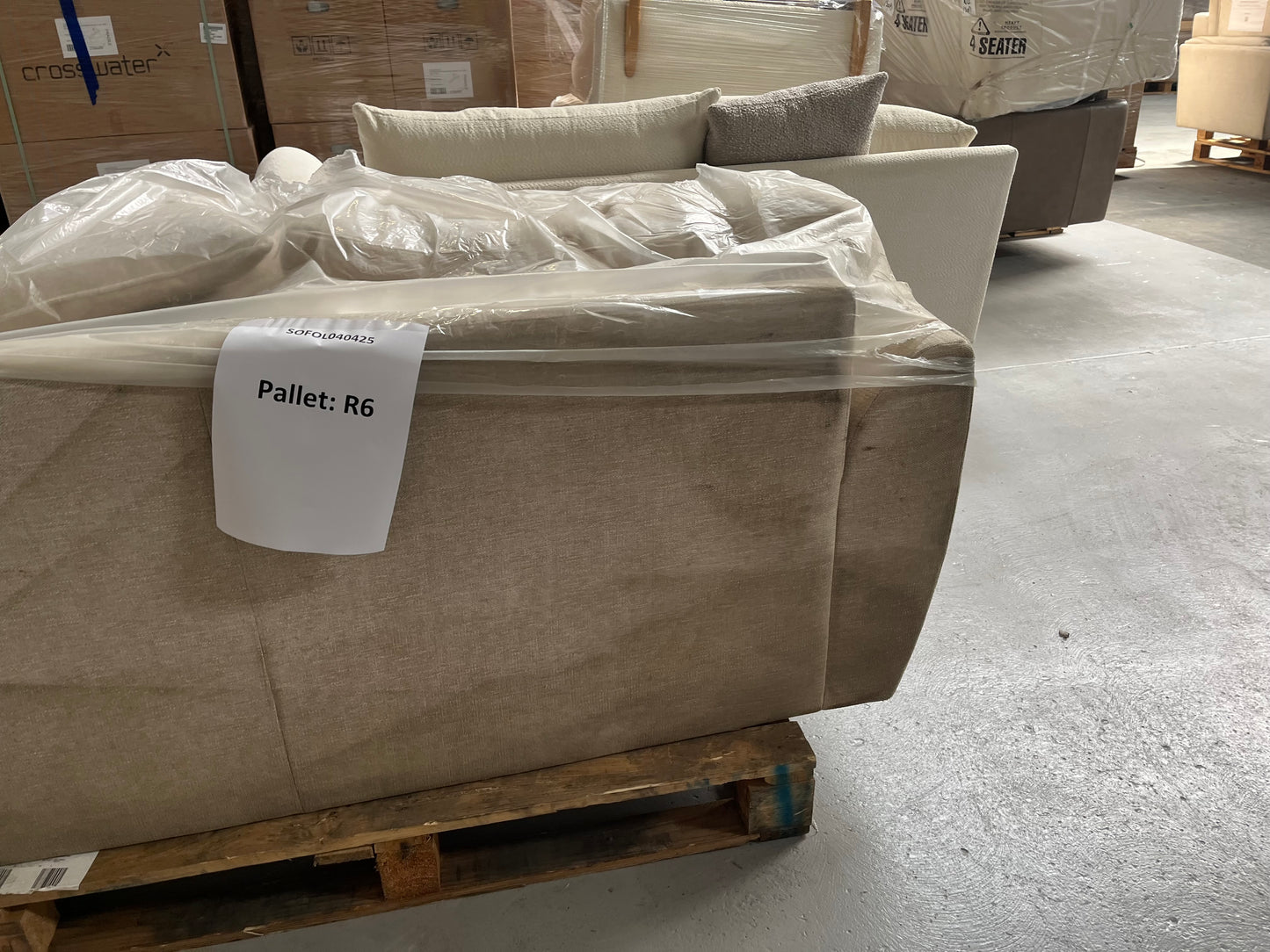 SOF-APM-00927 Grade-BER-DOA Sofology Hackney 3 Seater Sofa in Linen Look Chenille Natural All Over Sprung Bed RRP £1499