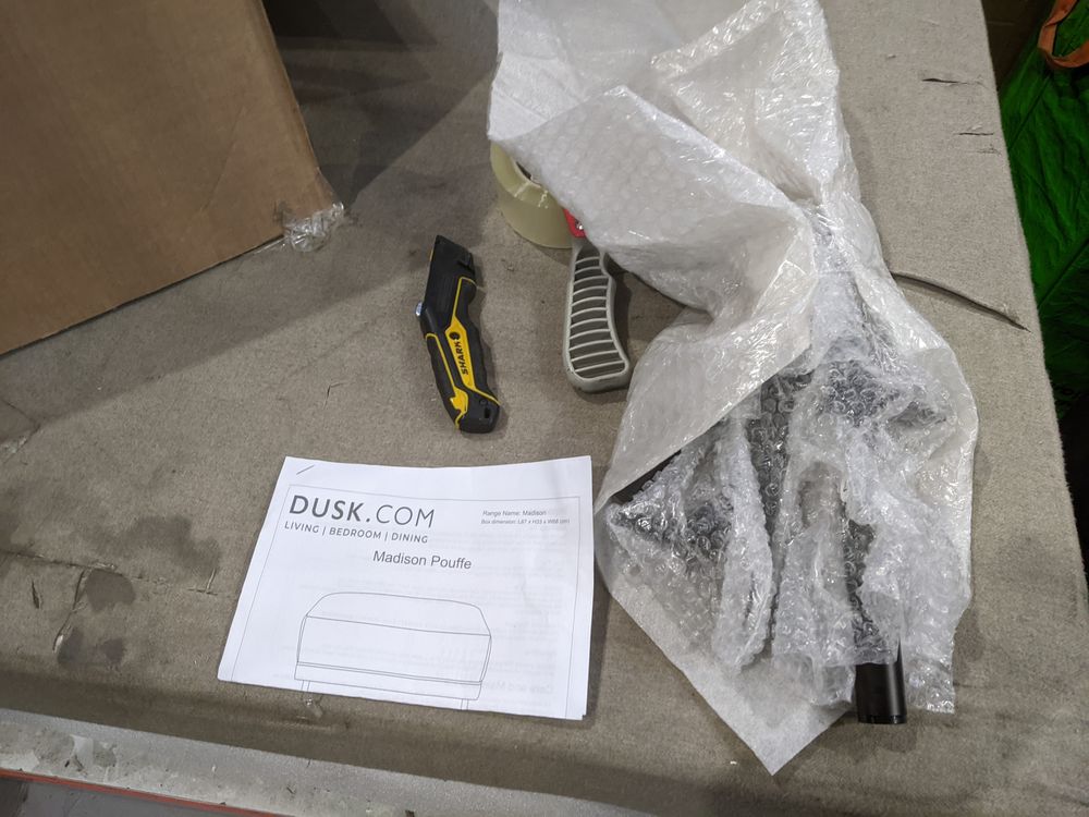 DUS-GOL-01849 Grade-B Dusk Madison Pouffe - Stone Grey RRP £179