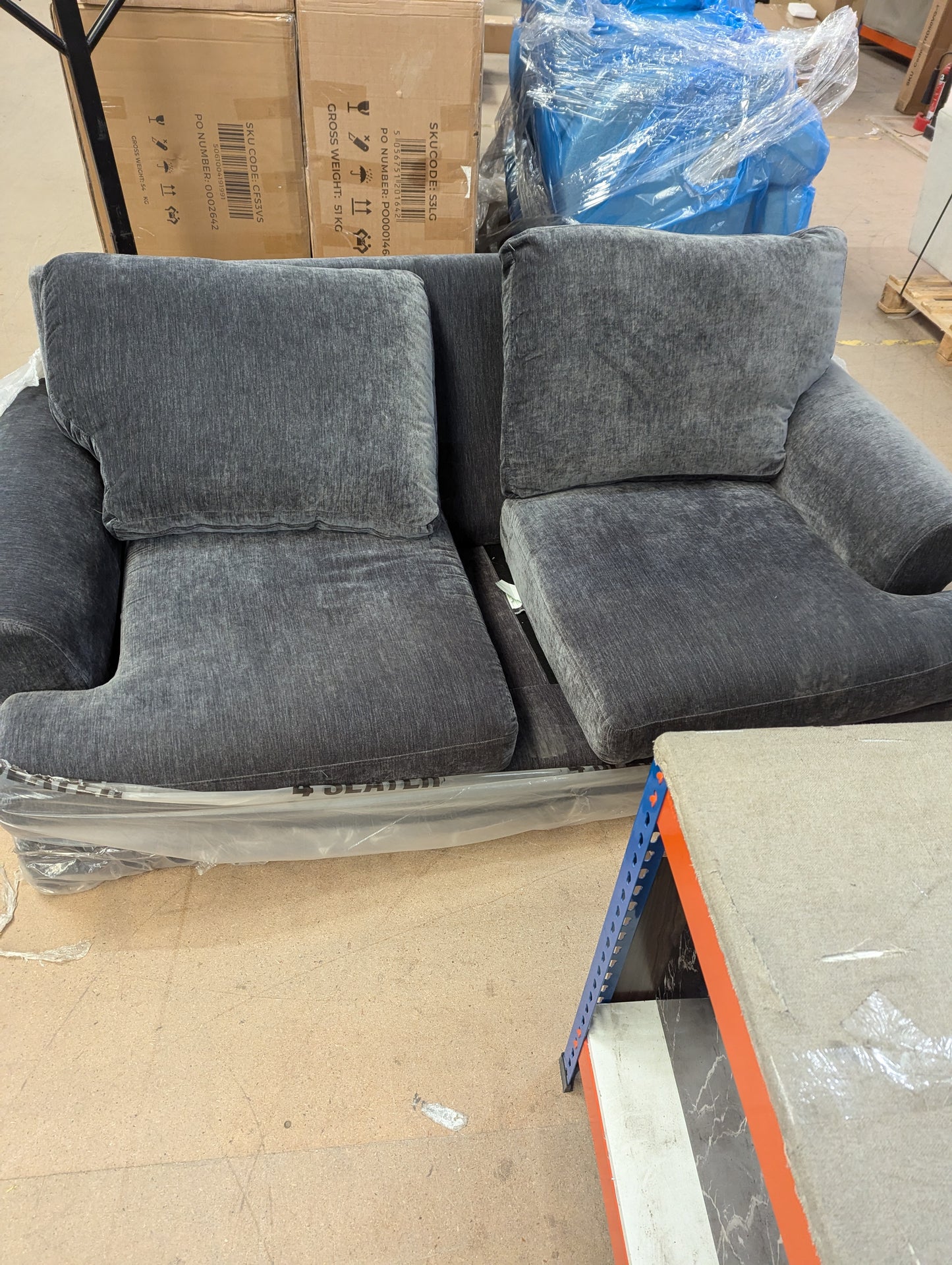 DFS-HO2-02804 Grade-BER-DOA DFS Sydney 3 Seater Sofa High Back Sofa Charcoal Combination RRP £1019