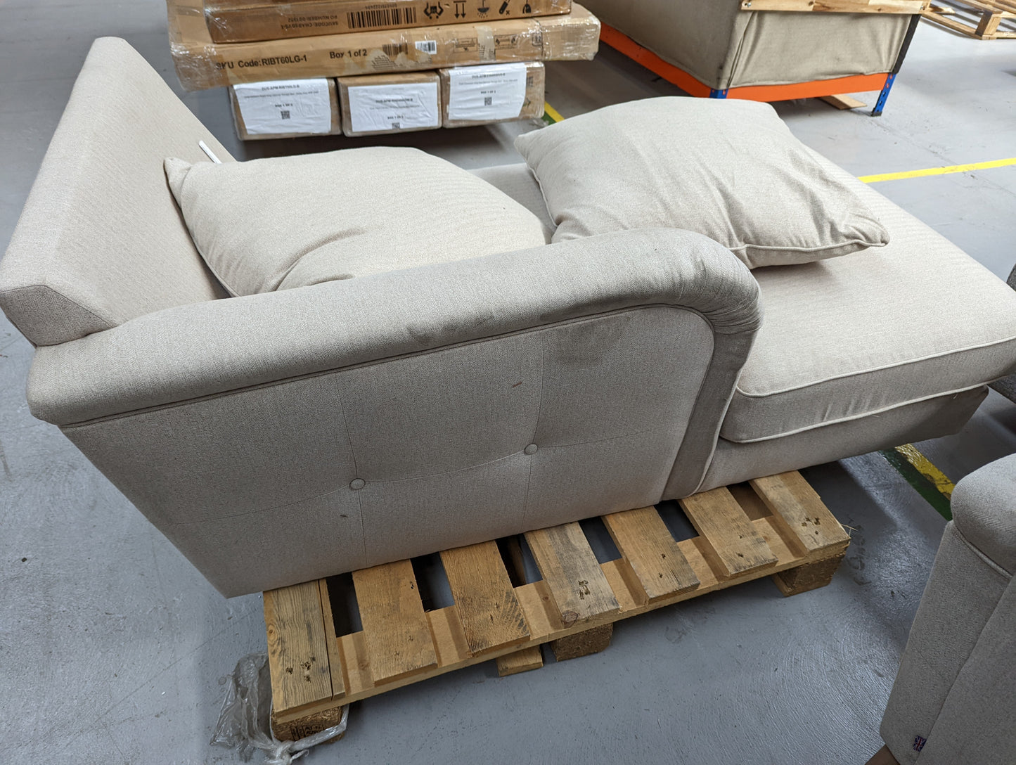 MAS-APM-06381 Grade-BER-DOA Marks & Spencer Mae Corner Chaise Sofa (Left-Hand) in Natural Brushed Herringbone RRP £1599