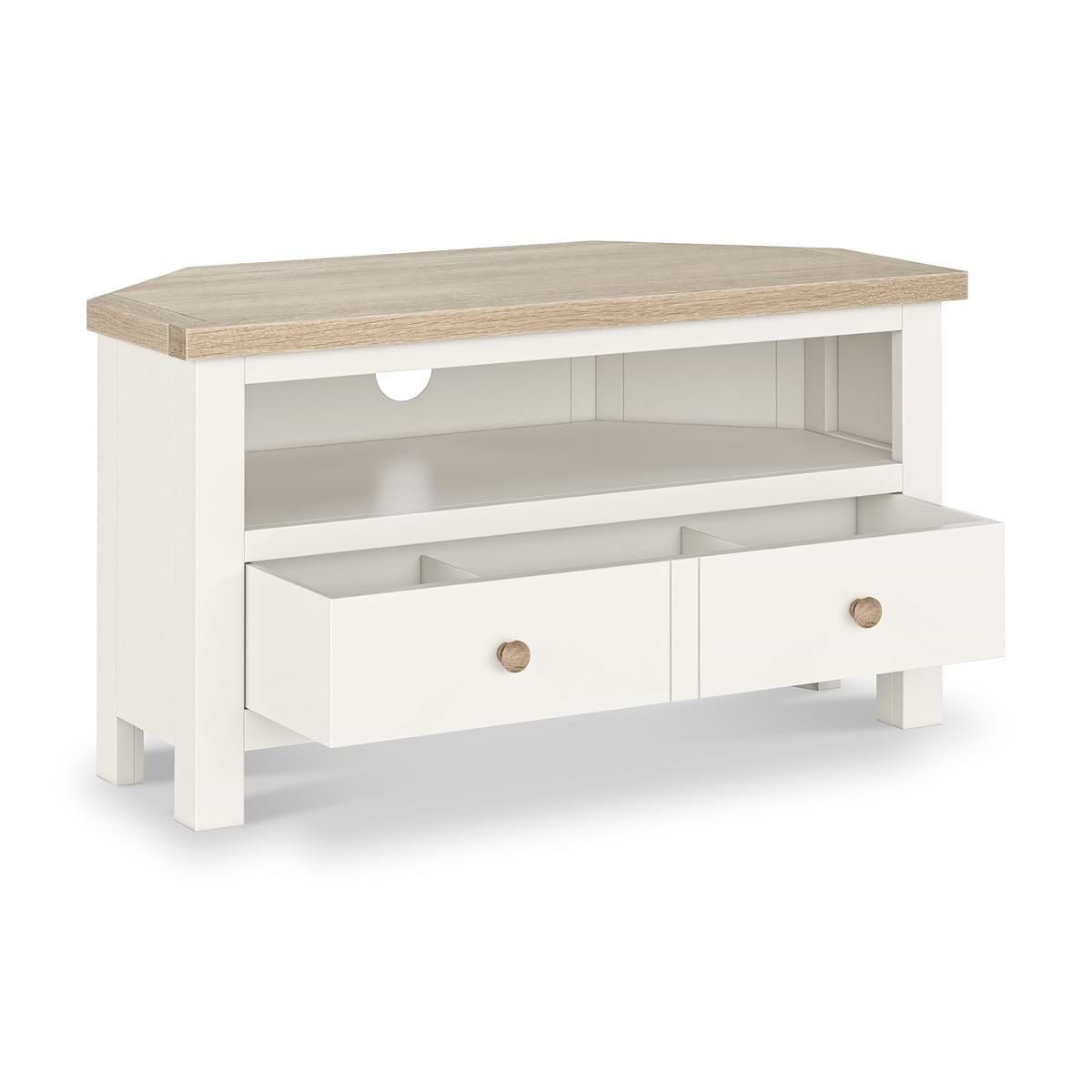 ROS-OUT-00388 Grade-C1 Roseland Furniture Farro Two Tone Corner TV Unit RRP £164.95