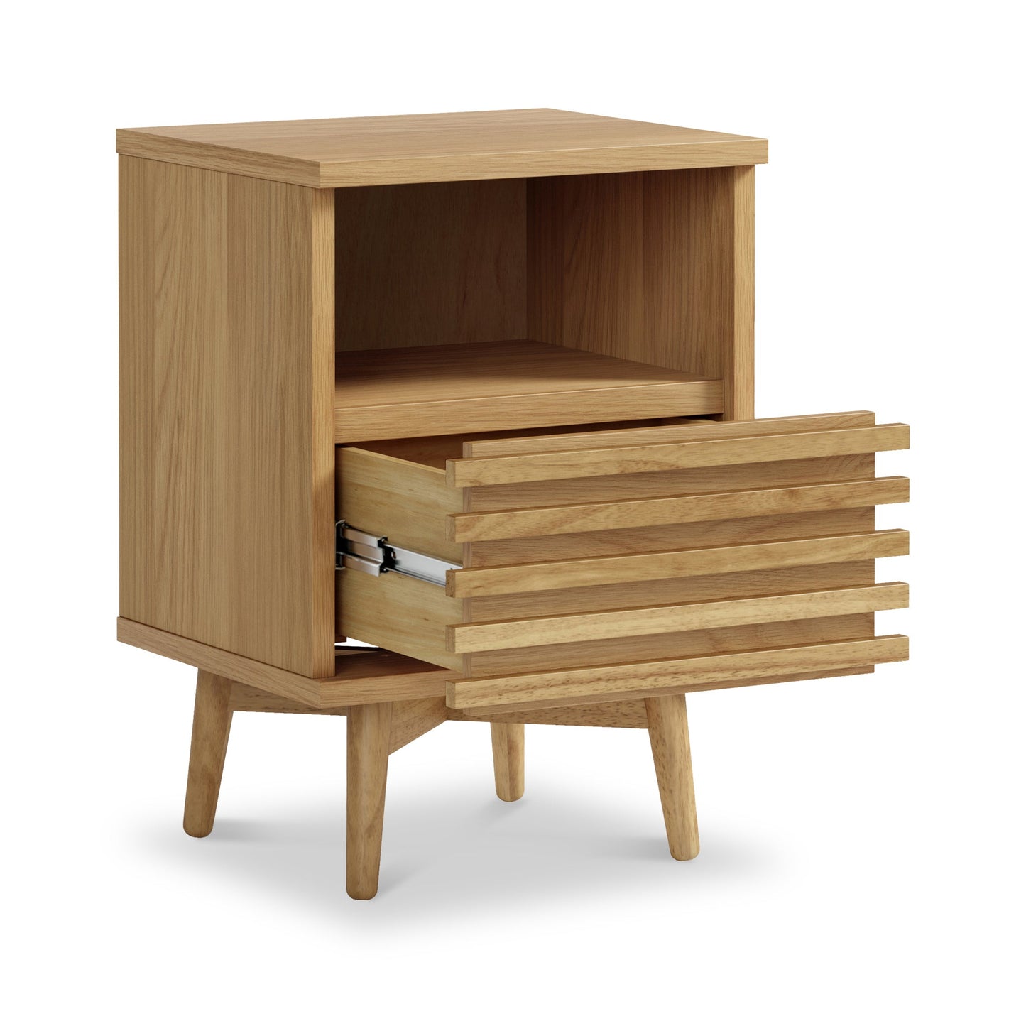 ROS-OUT-00322 Grade-C1 Roseland Furniture Kari Light Oak Slim Bedside Table RRP £129.95