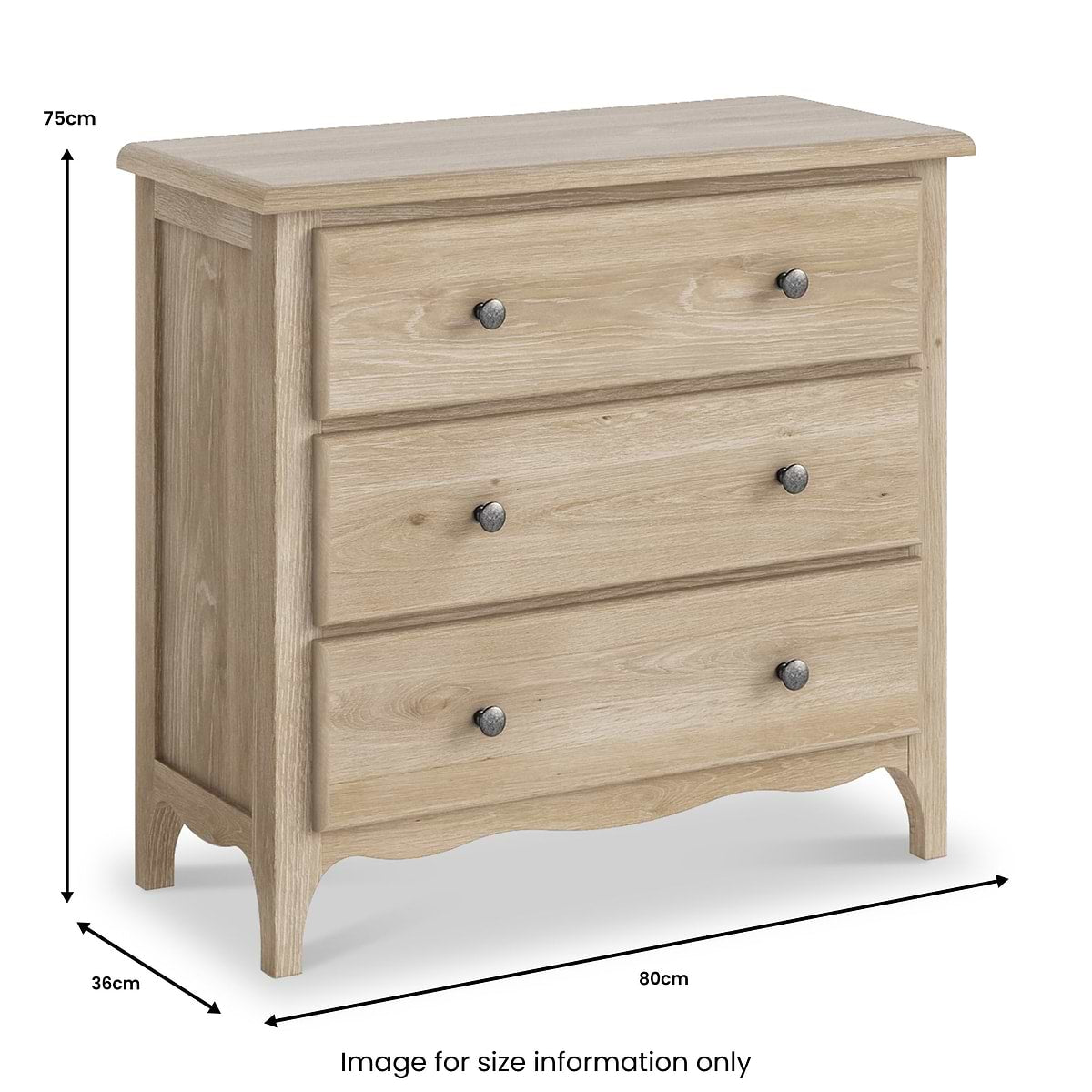 ROS-OUT-00259 Grade-C1 Roseland Furniture Celine Washed Oak 3 Drawer Chest RRP £269.95