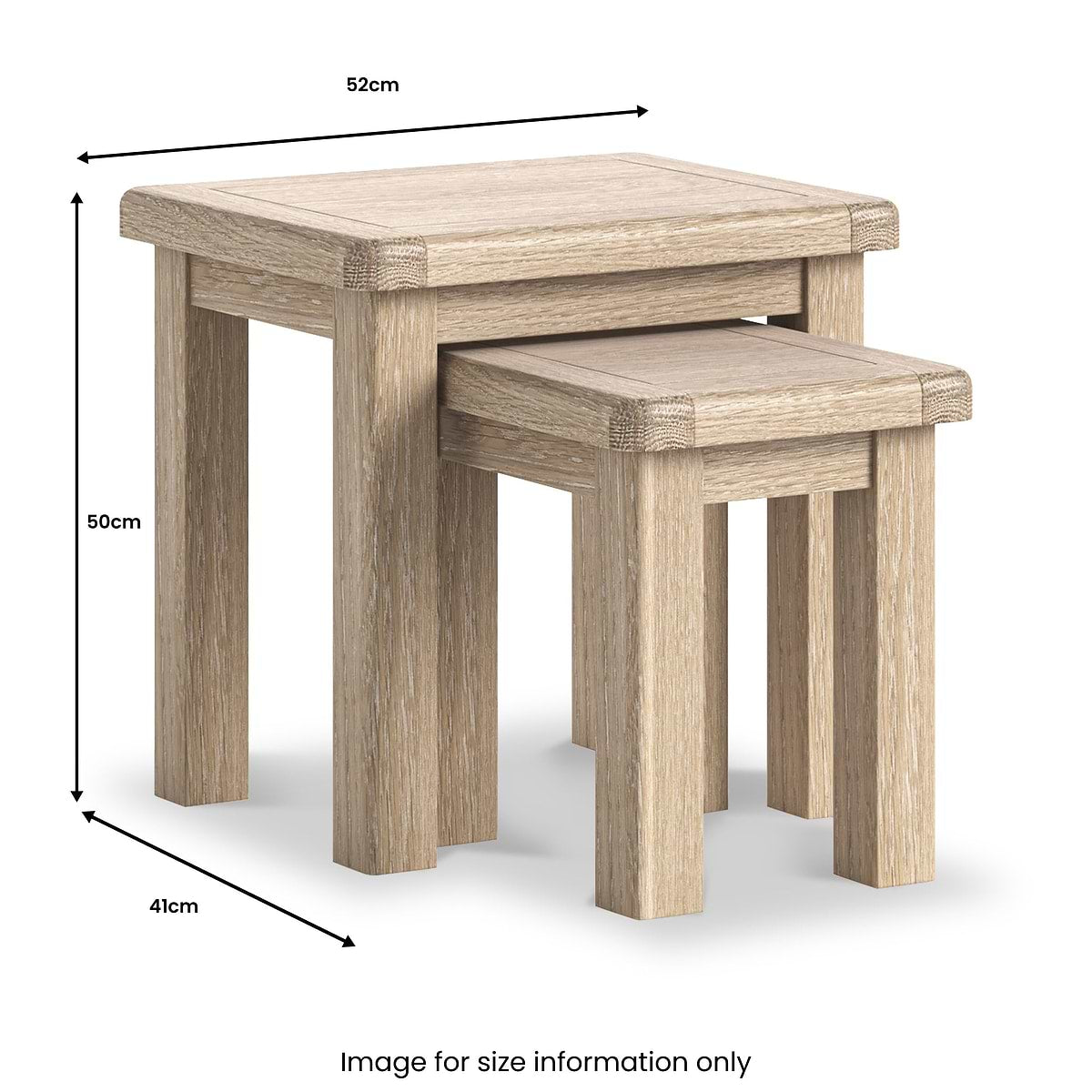 ROS-OUT-00346 Grade-B Roseland Furniture Portland Washed Oak Nest Of Tables RRP £144.95