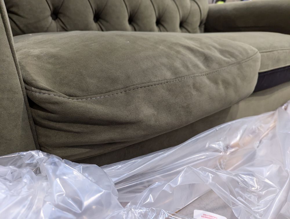Lot of 2 x Dusk Hebden 2 Seater Sofa - Olive Green for Spares or Repair (ref DUS-APM-A-13197) Total RRP £1178
