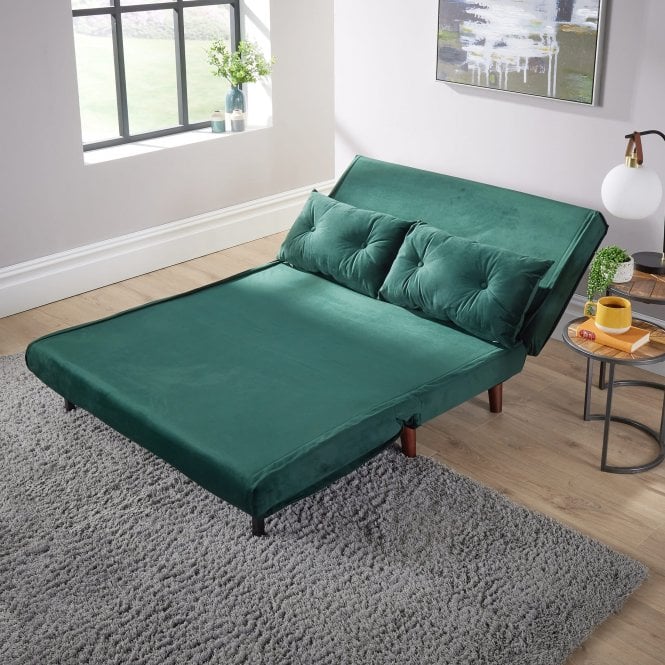 BFW-GOL-00928 Grade-B Big Furniture Warehouse Morella Velvet Double Sofa Bed - Green RRP £280
