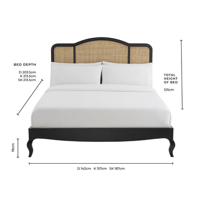 DUS-CC2-04031 Grade-B Dusk Annecy Kingsize Rattan Bed Frame - Black RRP £369 RRP £339.00