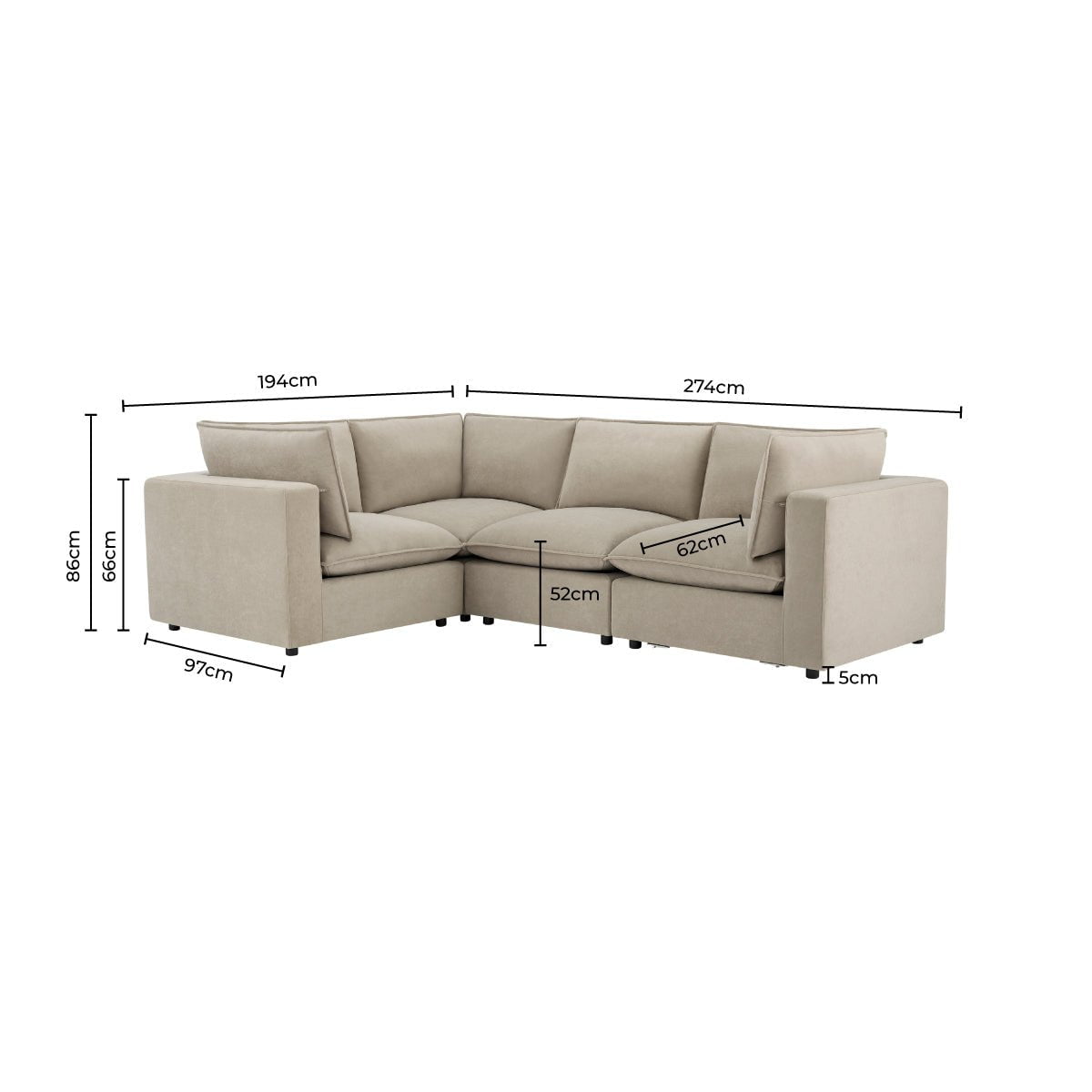 DUS-GOL-09691 Grade-C2 Dusk Boston Small Left Hand L-Shape Sofa - Sand RRP £999