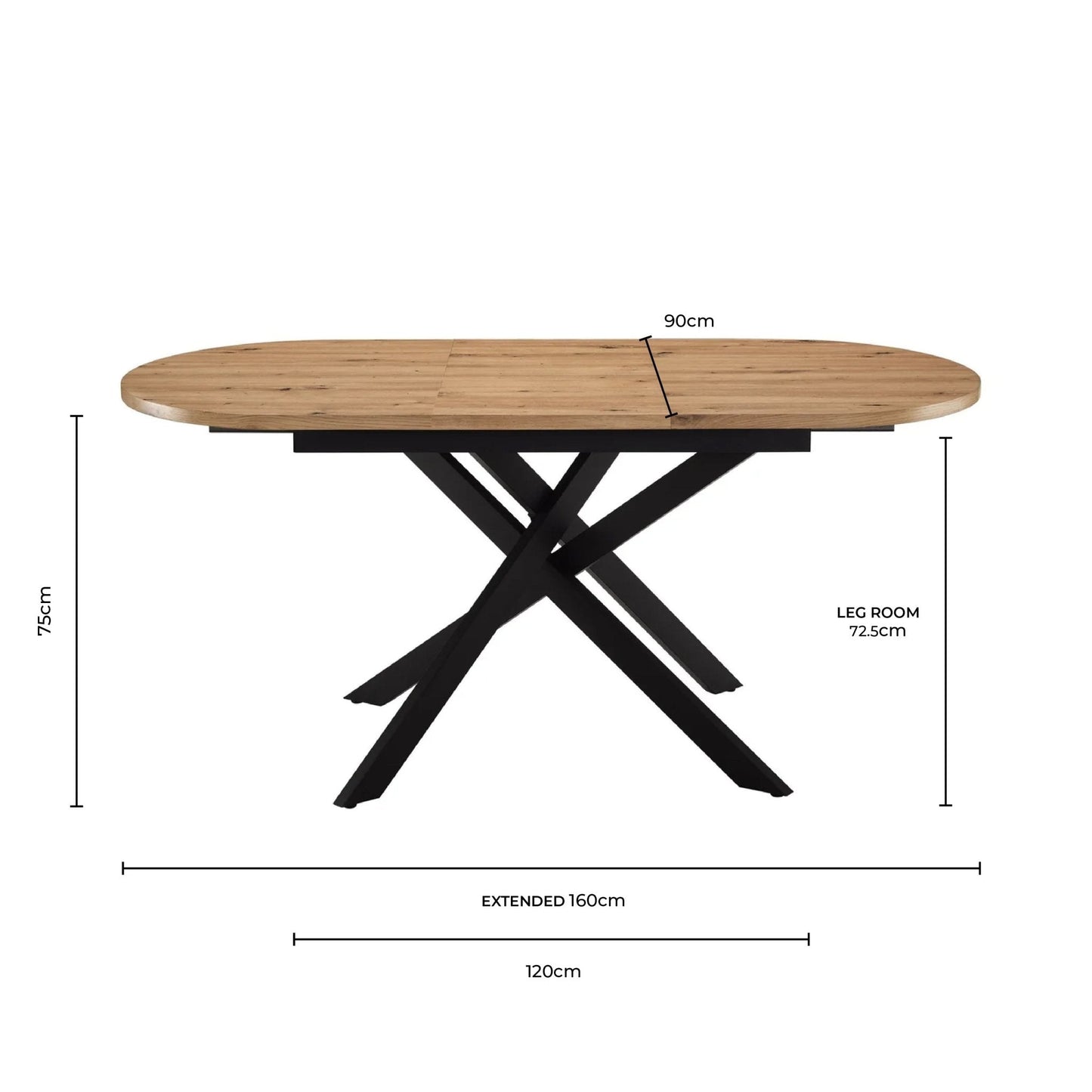 DUS-CC2-03302 Grade-B Dusk Brooke Oval Extendable 4-8 Seater Dining Table - Stone/Black RRP £269.00