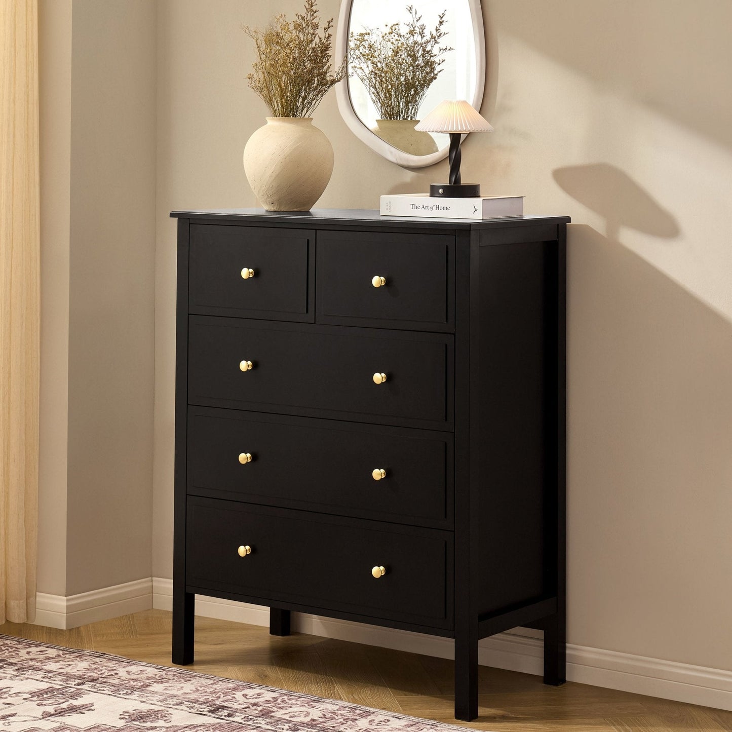 DUS-AUC-03660 Grade-C1 Dusk Carolina 5 Drawer Chest - Black RRP £209.00