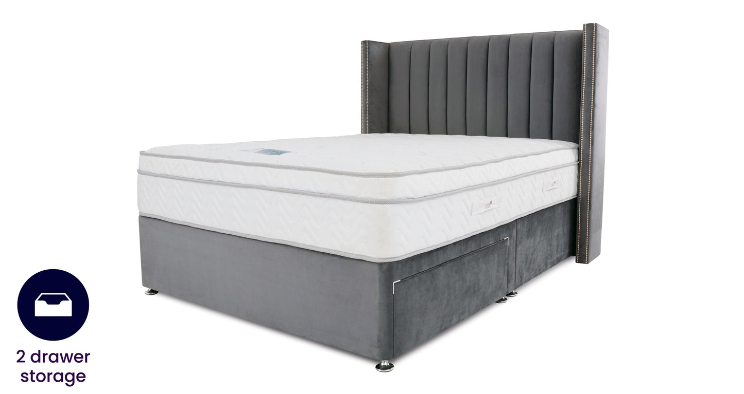DFS-HO2-02748 Grade-B DFS Delphine Double 2 Drawer Bedframe Nyla Steel RRP £1699