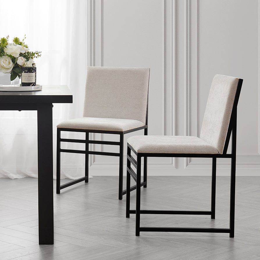 DUS-APM-30737 Grade-B Dusk Rae 2 Dining Chairs - Chenille -Natural RRP £249