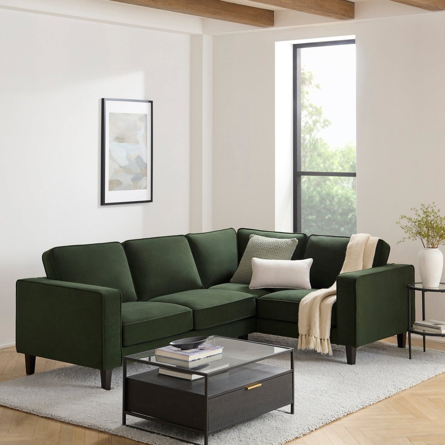 DUS-APM-55368 Grade-BER-DOA Dusk Soho Right Hand Corner Sofa - Dark Olive RRP £1329