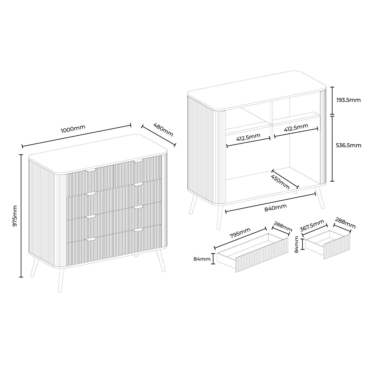 DUS-GOL-05851 Grade-B Dusk Hattie 5 Drawer Chest - Walnut RRP £249