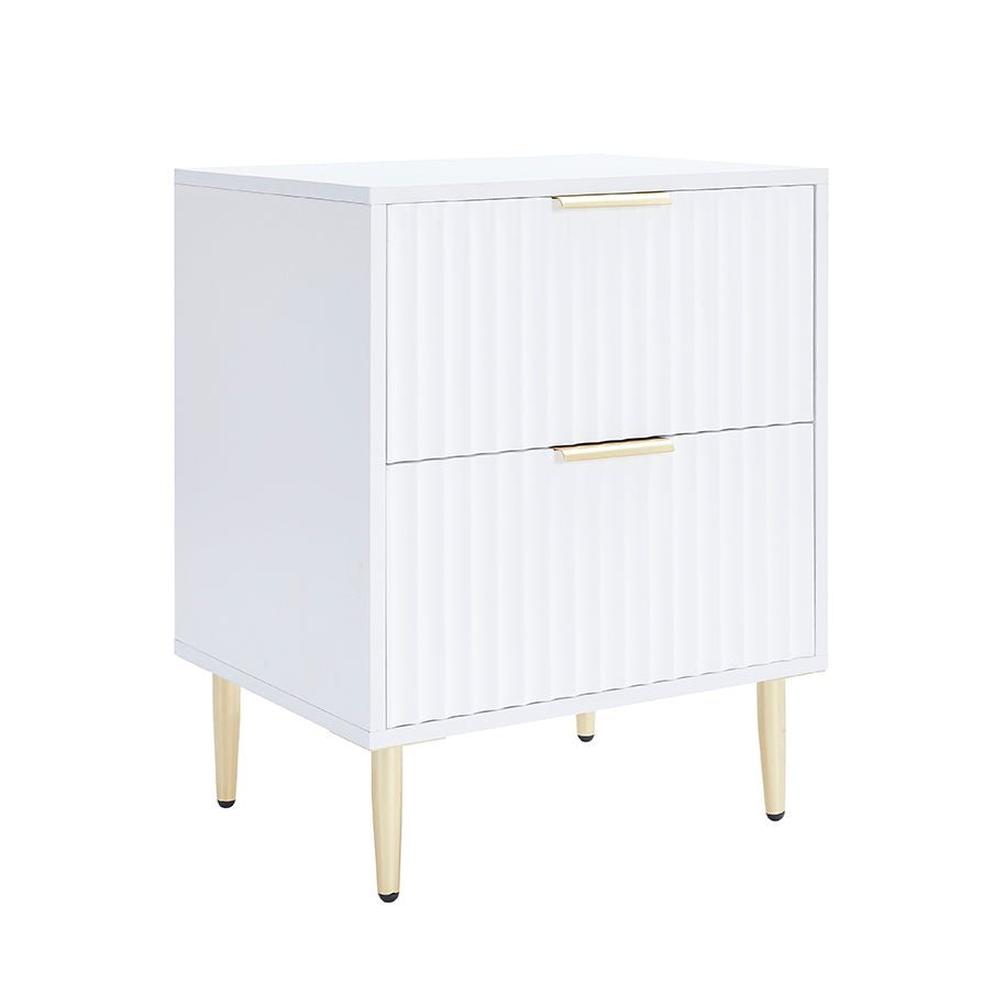 DUS-GOL-07185 Grade-B Dusk Dusk Evie 2 Drawer Bedside Table - Warm White RRP £109 RRP £109