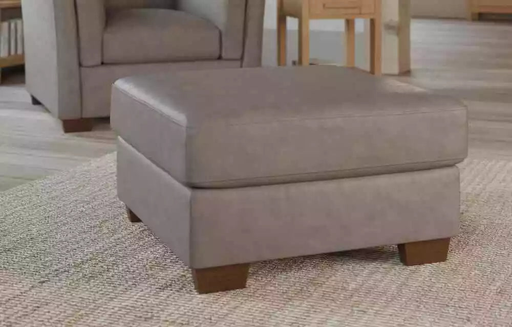 MAS-APM-06318 Grade-B Marks & Spencer Carlton Footstool Nubuck Leather Mushroom RRP £749
