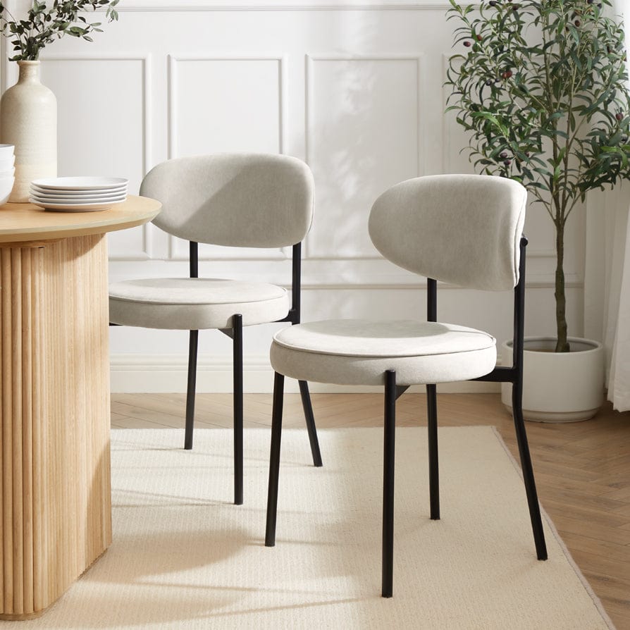 DUS-GOL-02755 Grade-B Dusk Mia Set of 2 Dining Chairs - Matte Velvet - Sand RRP £129