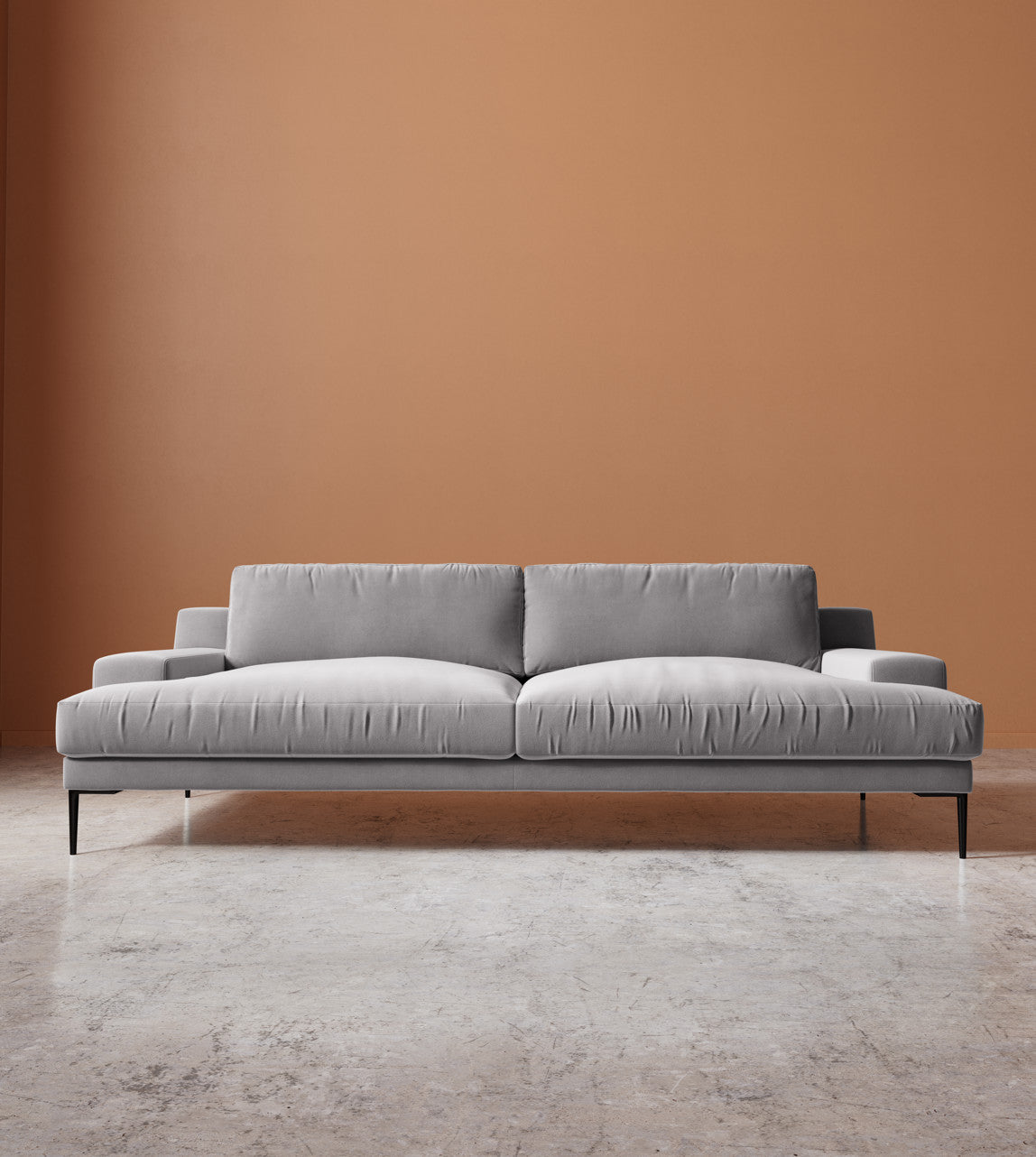 SWO-CC2-01329 Grade-BER Swoon Almera Three-Seater Sofa in Silver Grey Easy Velvet RRP £1699.00