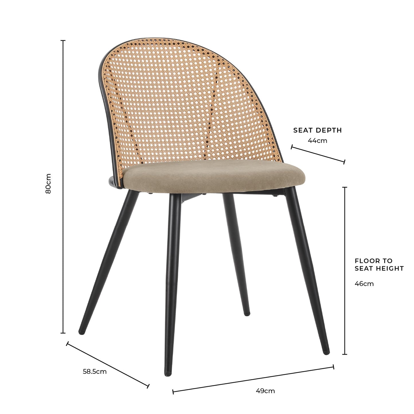 DUS-GOL-04855 Grade-B Dusk Phoebe Set Of 2 Dining Chairs - Boucle Ivory/Natural RRP £134
