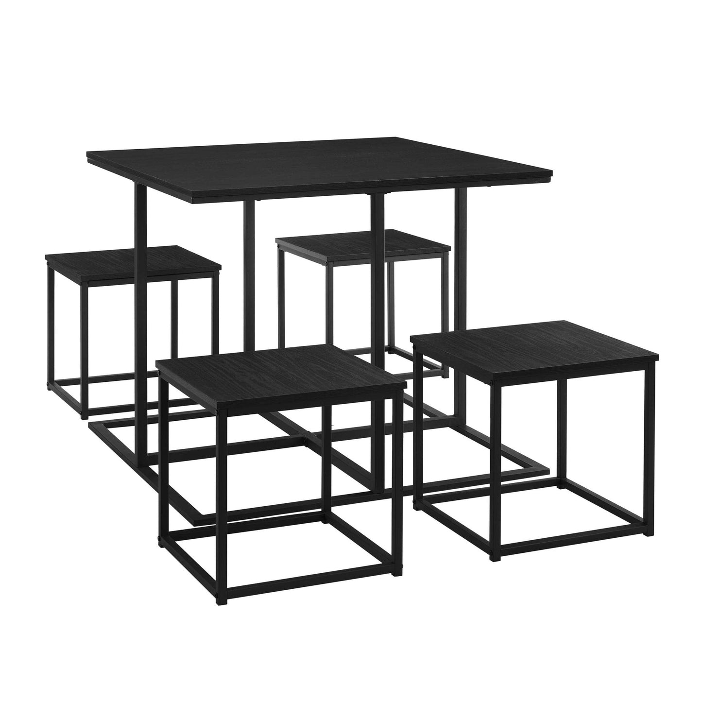 DUS-GOL-07459 Grade-B Dusk Polly Space Saving Dining Table and Chairs - Black RRP £126