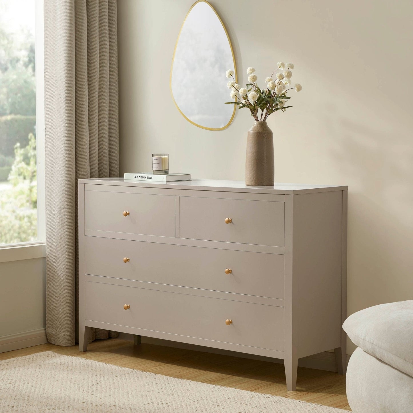 DUS-GOL-02646 Grade-B Dusk Poppy 4 Drawer Chest - Taupe RRP £209