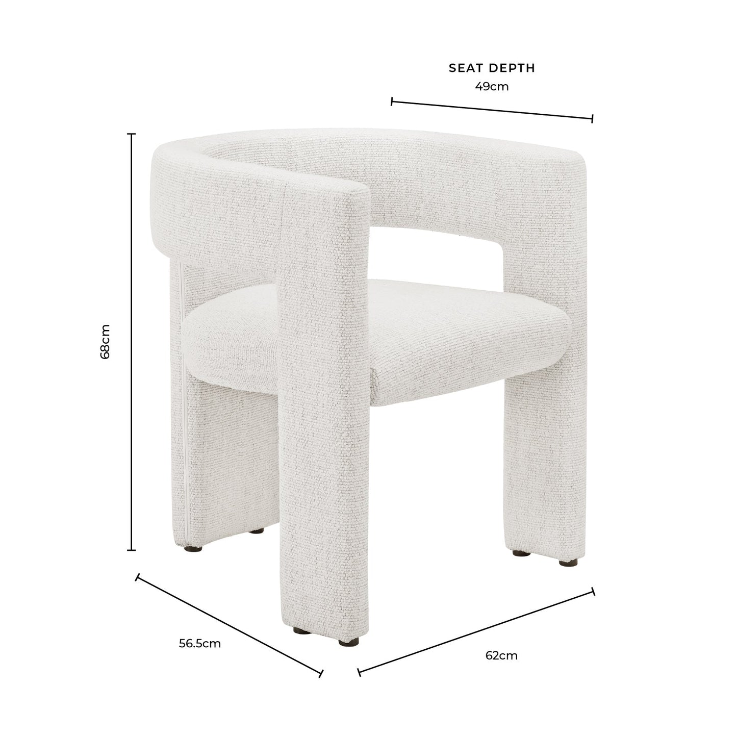 DUS-CC2-04724 Grade-B Dusk Quinn Chair - Ivory Boucle RRP £149.00