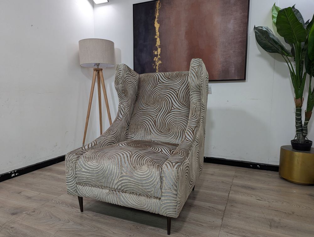 SOF-CHA-00724 Grade-C1 Sofology Midas Chair Swirl Mink All Over Accent W/Out Studs Without Studs RRP £599