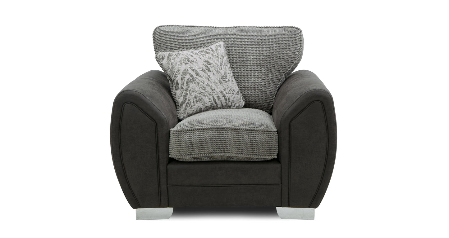 DFS-UPH-03608 Grade-C1 DFS Runswick Armchair Malbec Charcoal Combination RRP £589