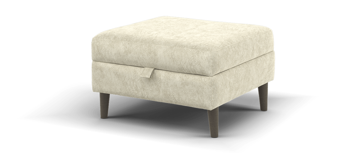 SOF-APM-00937 Grade-C1 Sofology Hackney Storage Footstool Lifestyle Dapple Fabric Marble All Over Weathered Oak Feet RRP £349