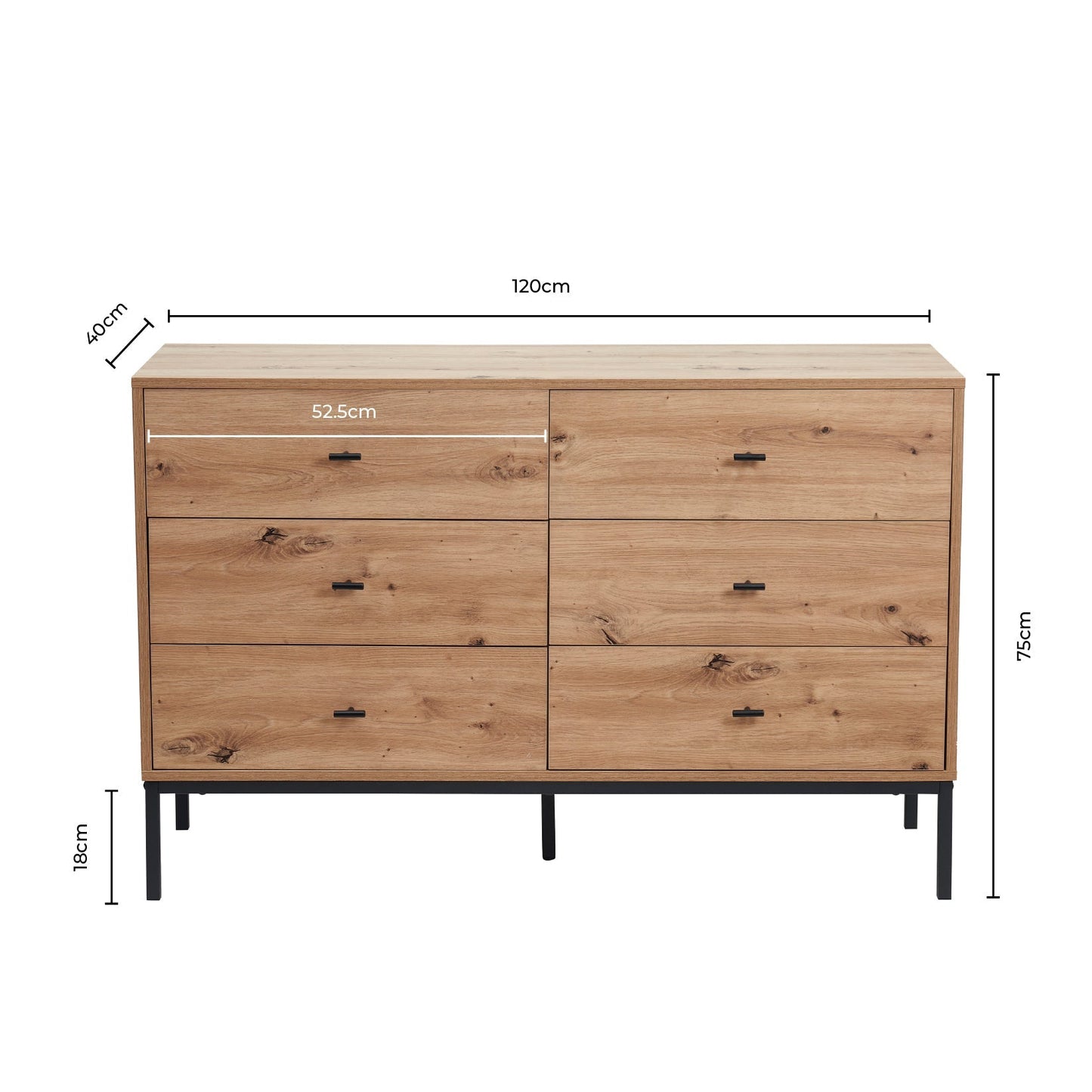 DUS-CC2-03904 Grade-B Dusk Willow 6 Drawer Chest - Light Wood RRP £164.00
