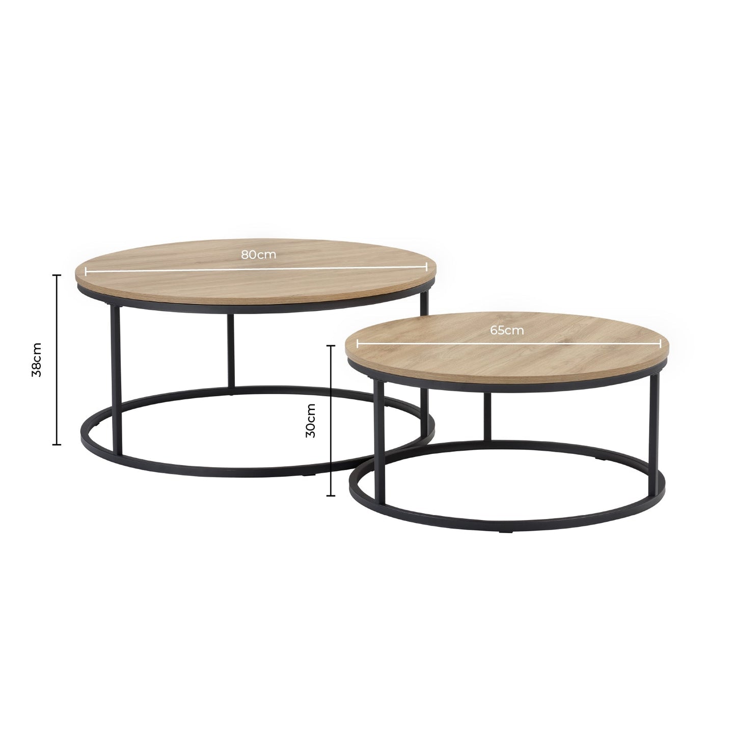 DUS-CC2-03317 Grade-B Dusk Willow Round Nesting Coffee Table - Wood RRP £119.00