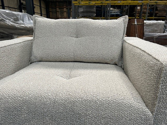 SOF-CHA-00580 Grade-C1 Sofology Artisan Chunky Boucle Natural/Mink Mix Armchair NfoFt Dark Wood RRP £759