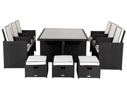 Grade-A Rattan Direct Barcelona Black & Vanilla 6 Seat Garden Dining Cube Set RRP £1739