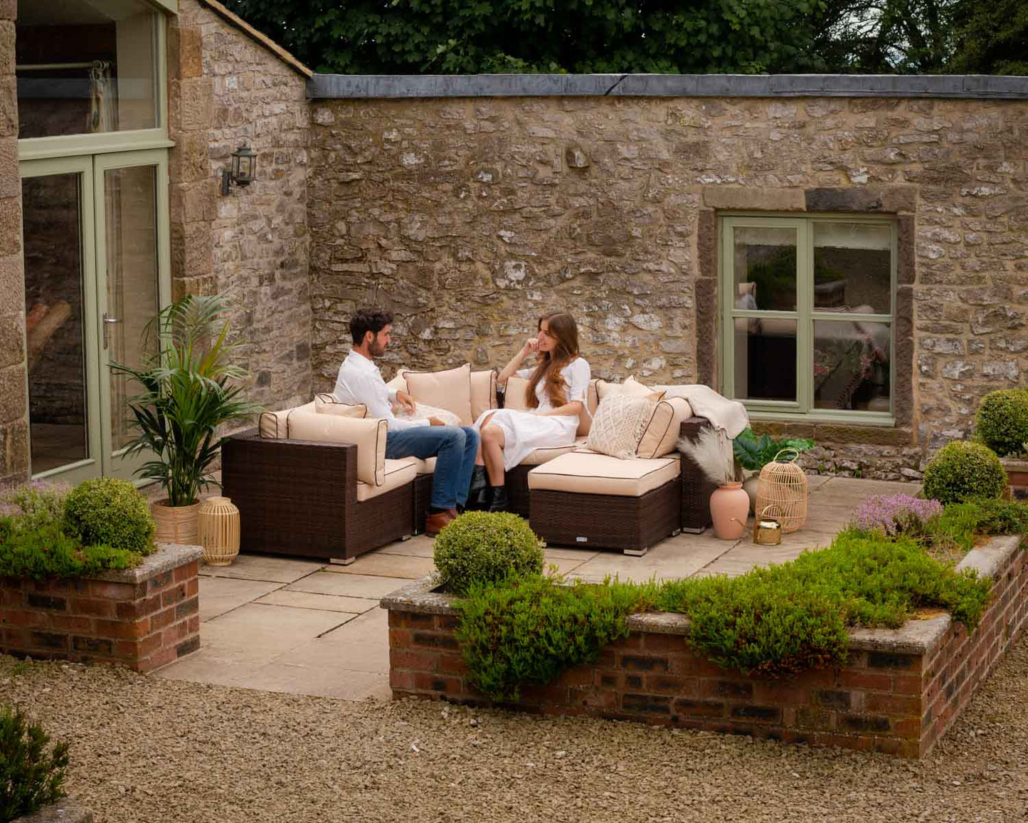 Grade-A Rattan Direct Florida Chocolate & Cream 6 Piece Garden Corner Sofa Set RRP £1149