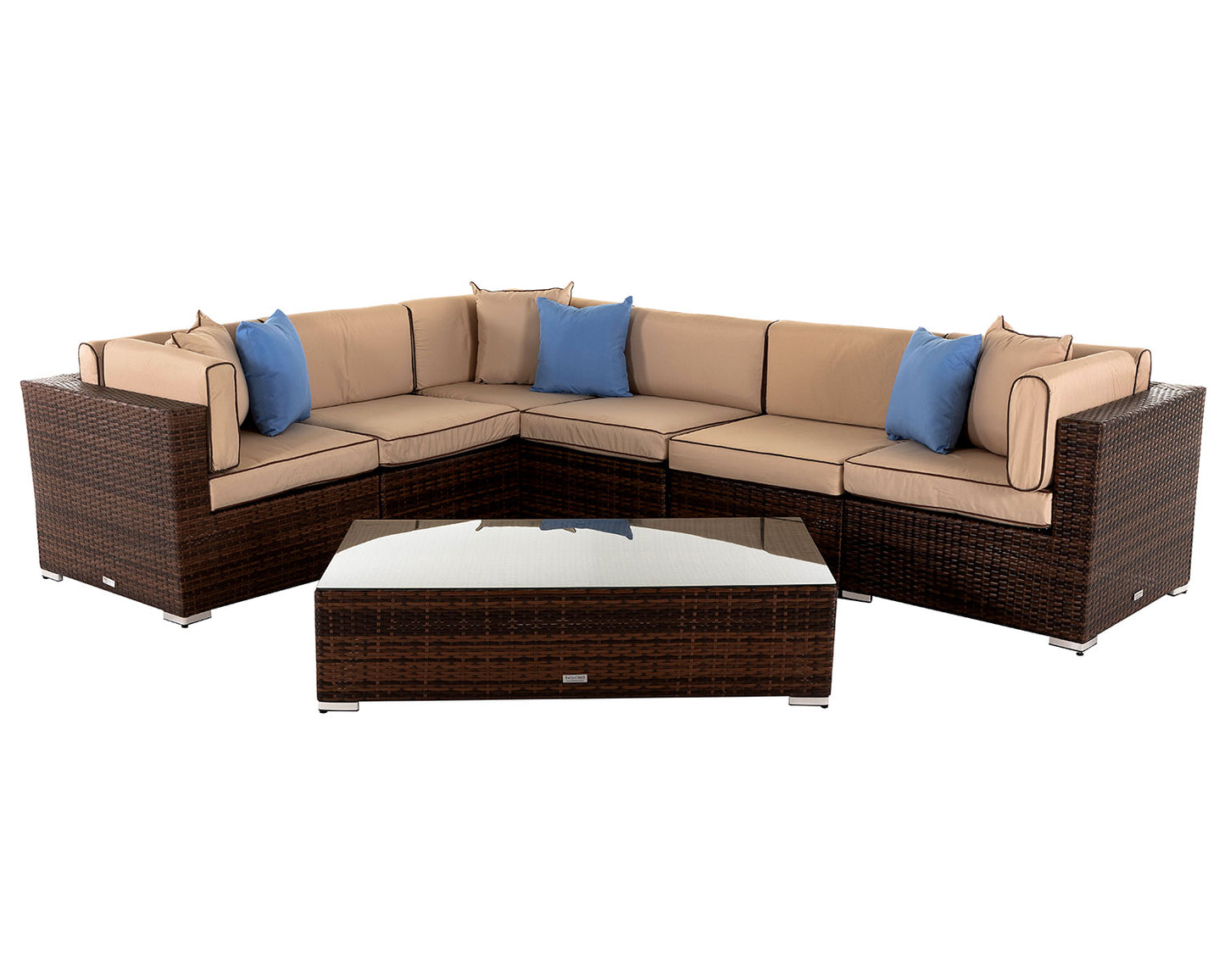 Grade-A Rattan Direct Geneva Chocolate & Cream 7 Piece Garden Corner Sofa Set RRP £1399